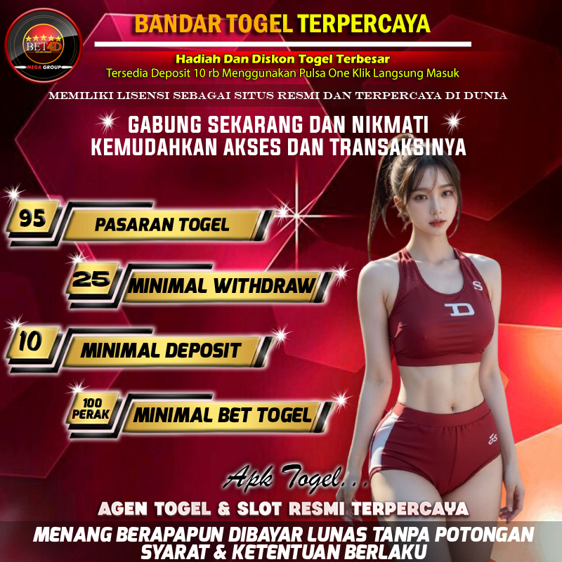BET4D REKOMENDASIKAN BANDAR TOGEL TERPERCAYA BET 100 RUPIAH HADIAH 4D 10 JUTA DI INDONESIA